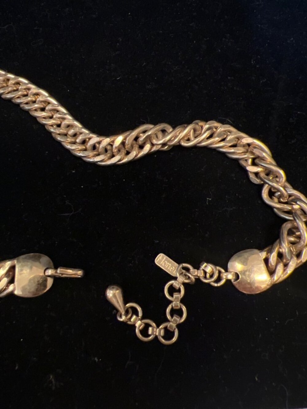 Monet Vintage Gold-Tone Cuban Link Chain Necklace With Adjustable Lobster Clasp - Picture 3 of 10